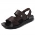 Men Soft Sole Genuine Leather Two Way Wear Sandals Beach Shoes