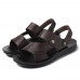 Men Soft Sole Genuine Leather Two Way Wear Sandals Beach Shoes