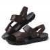 Men Soft Sole Genuine Leather Two Way Wear Sandals Beach Shoes