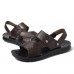 Men Soft Sole Genuine Leather Two Way Wear Sandals Beach Shoes