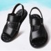 Men Soft Sole Genuine Leather Two Way Wear Sandals Beach Shoes