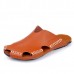 Men Handmade Hole Sandals Light Leather Cool Slippers