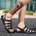 Men Breathable Leather Roman Sandals Two Way Wear Shoes