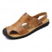 Men Casual Soft Anti Collision Toe Genuine Leather Sandals