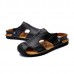 Men Casual Soft Anti Collision Toe Genuine Leather Sandals