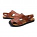 Men Casual Soft Anti Collision Toe Genuine Leather Sandals