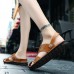 Men Casual Soft Anti Collision Toe Genuine Leather Sandals