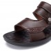 Men Comfy Sole Genuine Leather Sandals Two Way Wear Shoes Beach Shoes