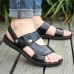 Men Comfy Sole Genuine Leather Sandals Two Way Wear Shoes Beach Shoes