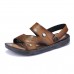 Men Comfy Two Way Wear Leather Sandals Beach Slippers Sandals