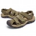 US Size 6.5-11 Men Genuine Leather Outdoor Flat Beach Sandals