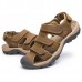 US Size 6.5-11 Men Genuine Leather Outdoor Flat Beach Sandals