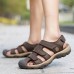 US Size 6.5-11 Men Genuine Leather Outdoor Flat Beach Sandals