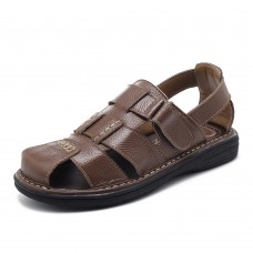 Men Comfy Genuine Leather Sandals Round Toe Sandals Open Toe Sandals