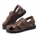 Men Comfy Genuine Leather Sandals Round Toe Sandals Open Toe Sandals