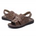 Men Comfy Genuine Leather Sandals Round Toe Sandals Open Toe Sandals