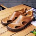 Soft Shoes Men Casual Breathable Genuine Leather Hollow Outs Sandals