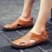 Soft Shoes Men Casual Breathable Genuine Leather Hollow Outs Sandals