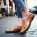 Soft Shoes Men Casual Breathable Genuine Leather Hollow Outs Sandals