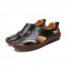 Soft Shoes Men Casual Breathable Genuine Leather Hollow Outs Sandals