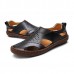 Soft Shoes Men Casual Breathable Genuine Leather Hollow Outs Sandals