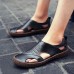 Soft Shoes Men Casual Breathable Genuine Leather Hollow Outs Sandals