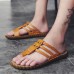 Men Casual PU Leather Clip Toe Slippers Beach Slipeprs