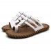 Men Casual PU Leather Clip Toe Slippers Beach Slipeprs