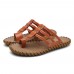 Men Casual PU Leather Clip Toe Slippers Beach Slipeprs