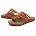 Men Casual PU Leather Clip Toe Slippers Beach Slipeprs