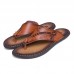 Men Soft Casual Genuine Leather Beach Clip Toe Slippers