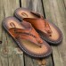 Men Soft Casual Genuine Leather Beach Clip Toe Slippers