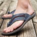 Men Soft Casual Genuine Leather Beach Clip Toe Slippers