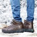 Men Soft Leather Wear Resistance Outsole Fur Lining Outdoor High Top Boots