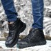 Men Soft Leather Wear Resistance Outsole Fur Lining Outdoor High Top Boots