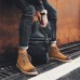 Men Casual Side Zipper Lace Up Ankle Boots