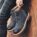 Men Casual Side Zipper Lace Up Ankle Boots