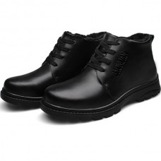 Mens Thick Warm Genuine Leather Shoes Wearproof Sneakers