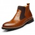 Men Comfortable Genuine Leather Elastic Band Ankle Boots