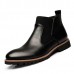 Men Comfortable Genuine Leather Elastic Band Ankle Boots