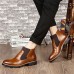 Men Comfortable Genuine Leather Elastic Band Ankle Boots