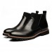 Men Comfortable Genuine Leather Elastic Band Ankle Boots