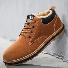 Men Warm Plush Lining Casual Lace Up Ankle Boots