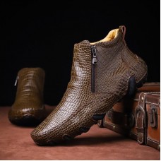 Men Slip Resistance Side Zipper Leather Ankle Boots