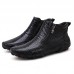 Men Slip Resistance Side Zipper Leather Ankle Boots