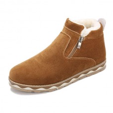 Winter Men Side Zipper Fur Lining Warm Plush Casual Boots