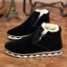 Winter Men Side Zipper Fur Lining Warm Plush Casual Boots