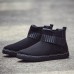 Men Hook Loop Stripe Elastic Band Comfortable Suede Ankle Boots