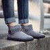 Men Hook Loop Stripe Elastic Band Comfortable Suede Ankle Boots