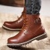 US Size 6.5-12 Big Size Men Winter Cotton Boots Lace Up Leather Plush Boots